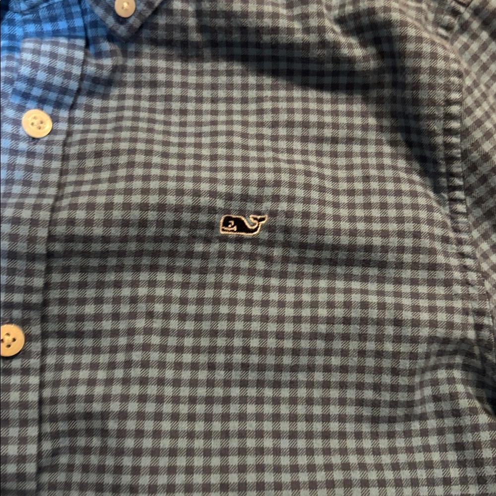 Vineyard Vines Blue Gingham Boys Flannel Shirt - Picture 2 of 9